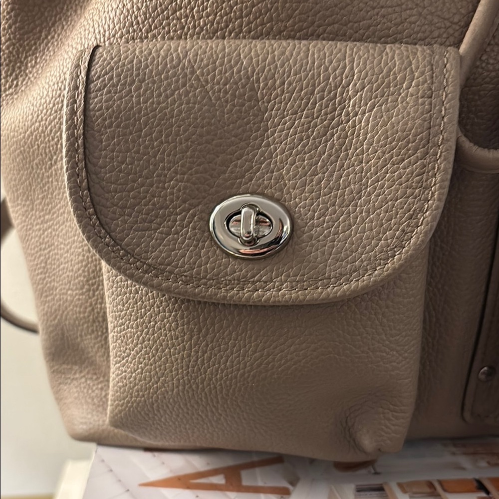 COACH Large Taupe Pebbled Leather Billie Backpack. - Picture 6 of 14